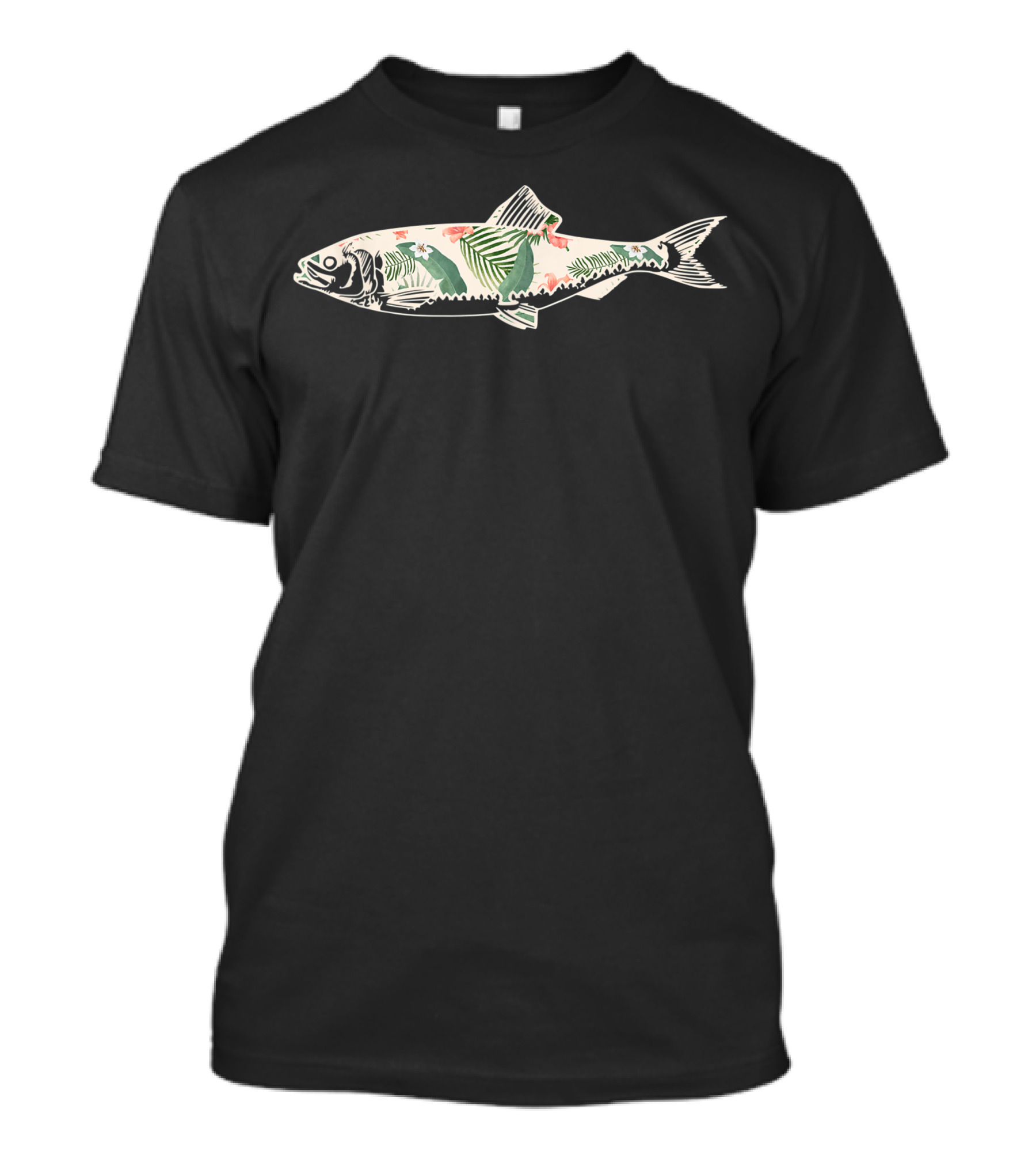Herring Fish Floral Hawaiian Print Flower Girl T-Shirt