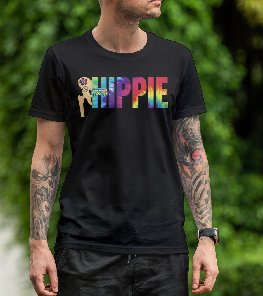 Hippie Surgery Recovery Tie-Dye Hip Replacement Peace Bus T-Shirt