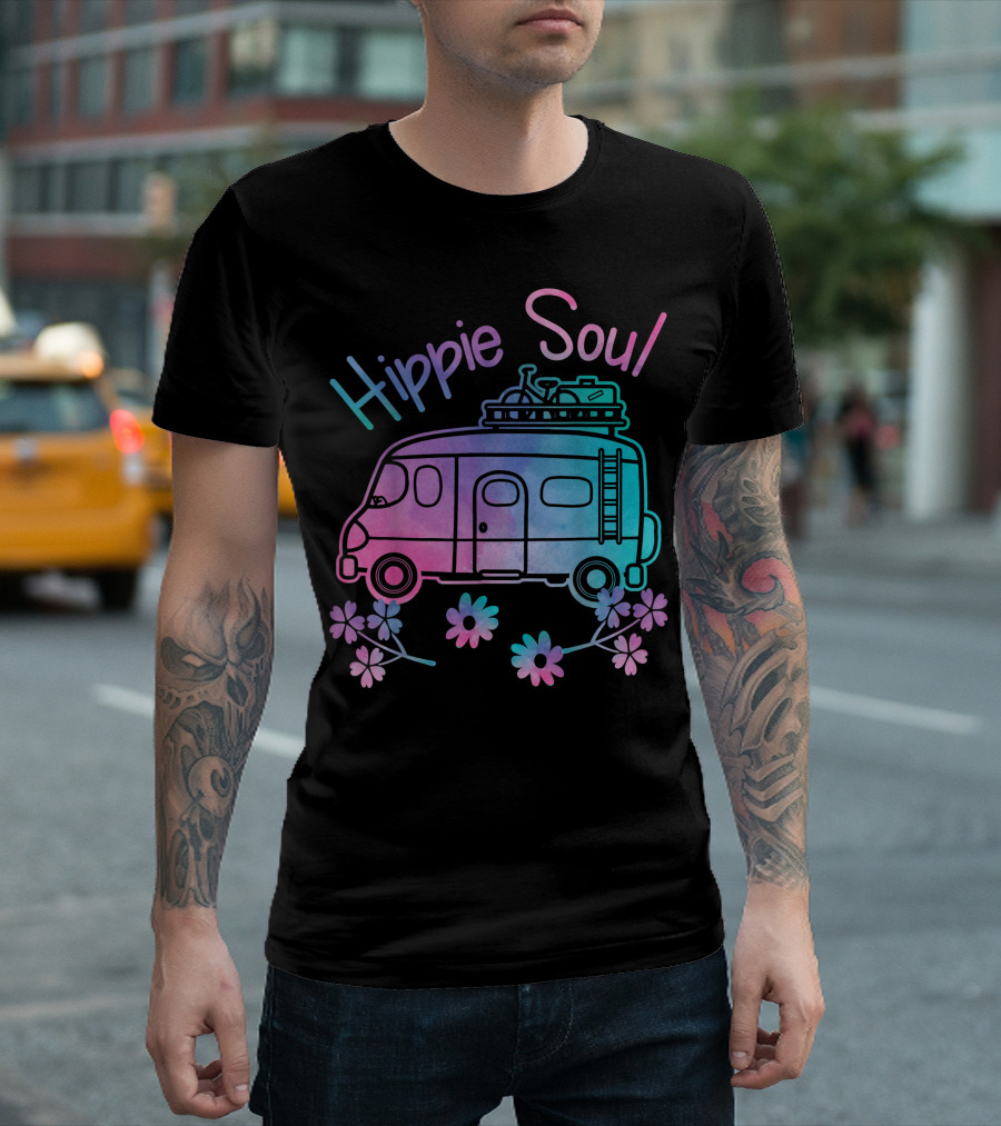 Hippie Soul Tie Dye Van With Flower Accents T-Shirt