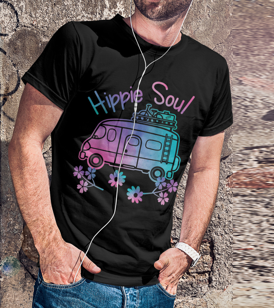 Hippie Soul Tie Dye Van With Flower Accents T-Shirt