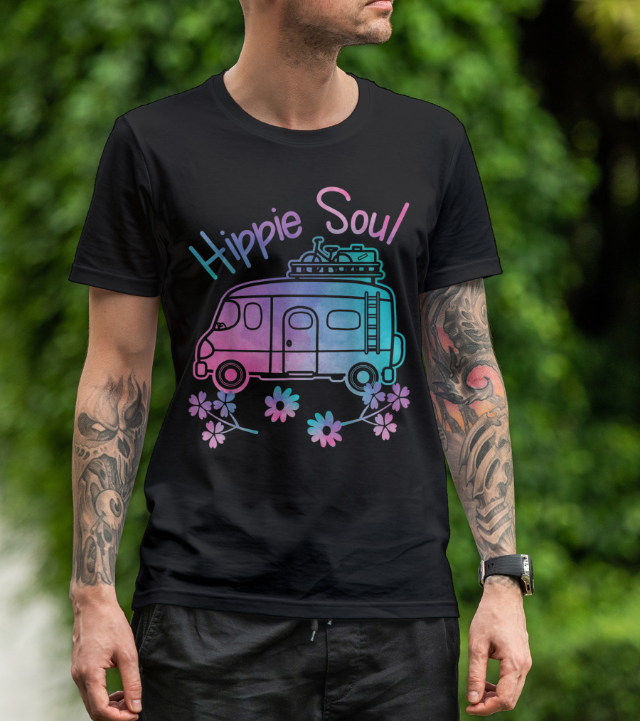 Hippie Soul Tie Dye Van With Flower Accents T-Shirt