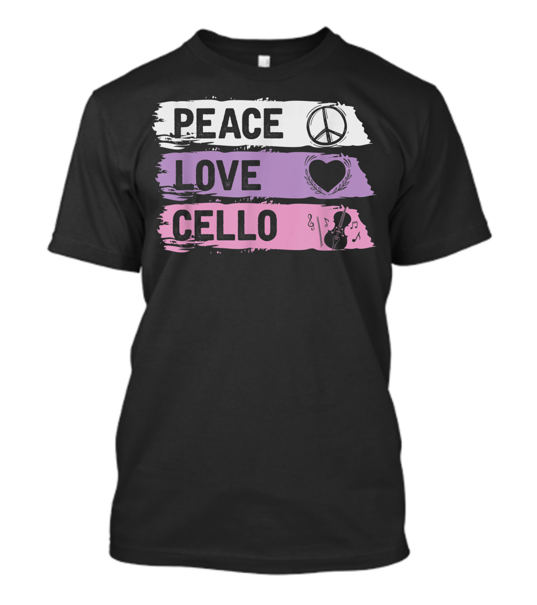 Peace Love Cello Hippie Player Music Symbols T-Shirt