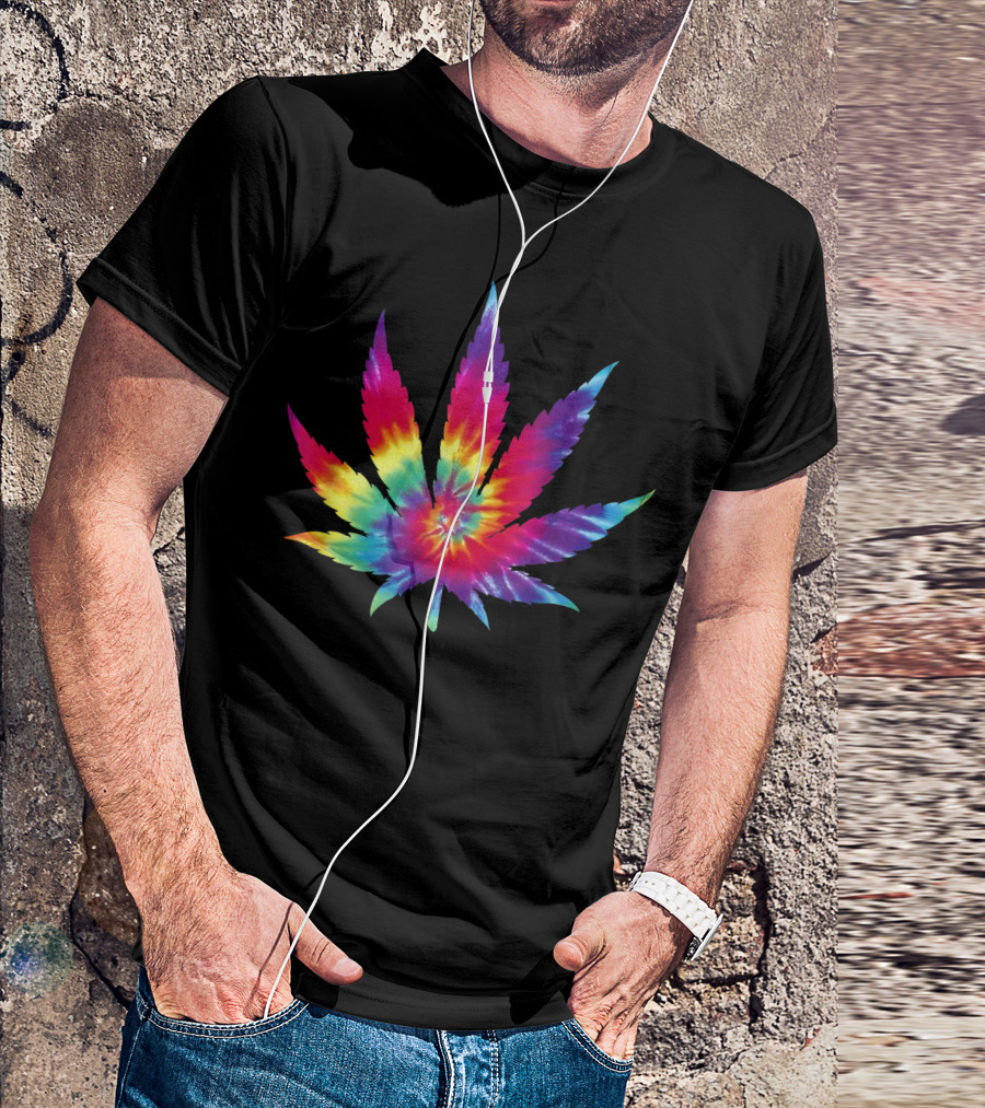 Hippie Tie Dye Weed Leaf Colorful Psychedelic T-Shirt