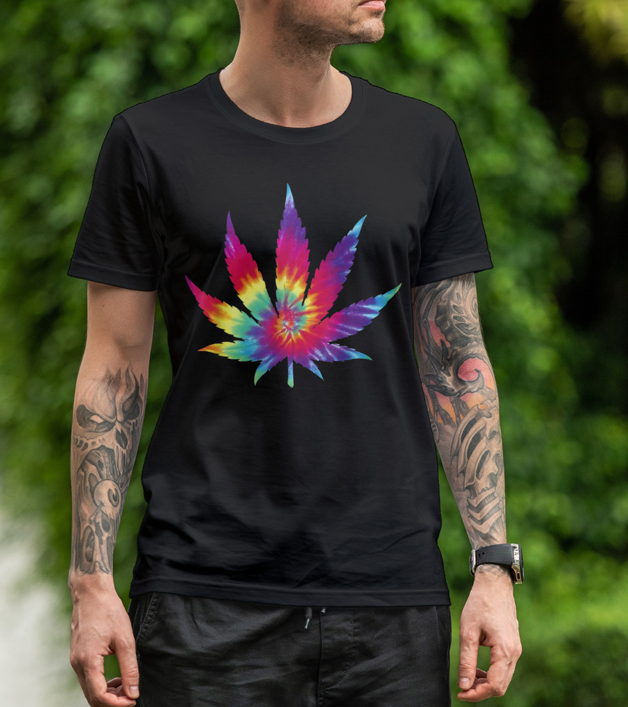 Hippie Tie Dye Weed Leaf Colorful Psychedelic T-Shirt