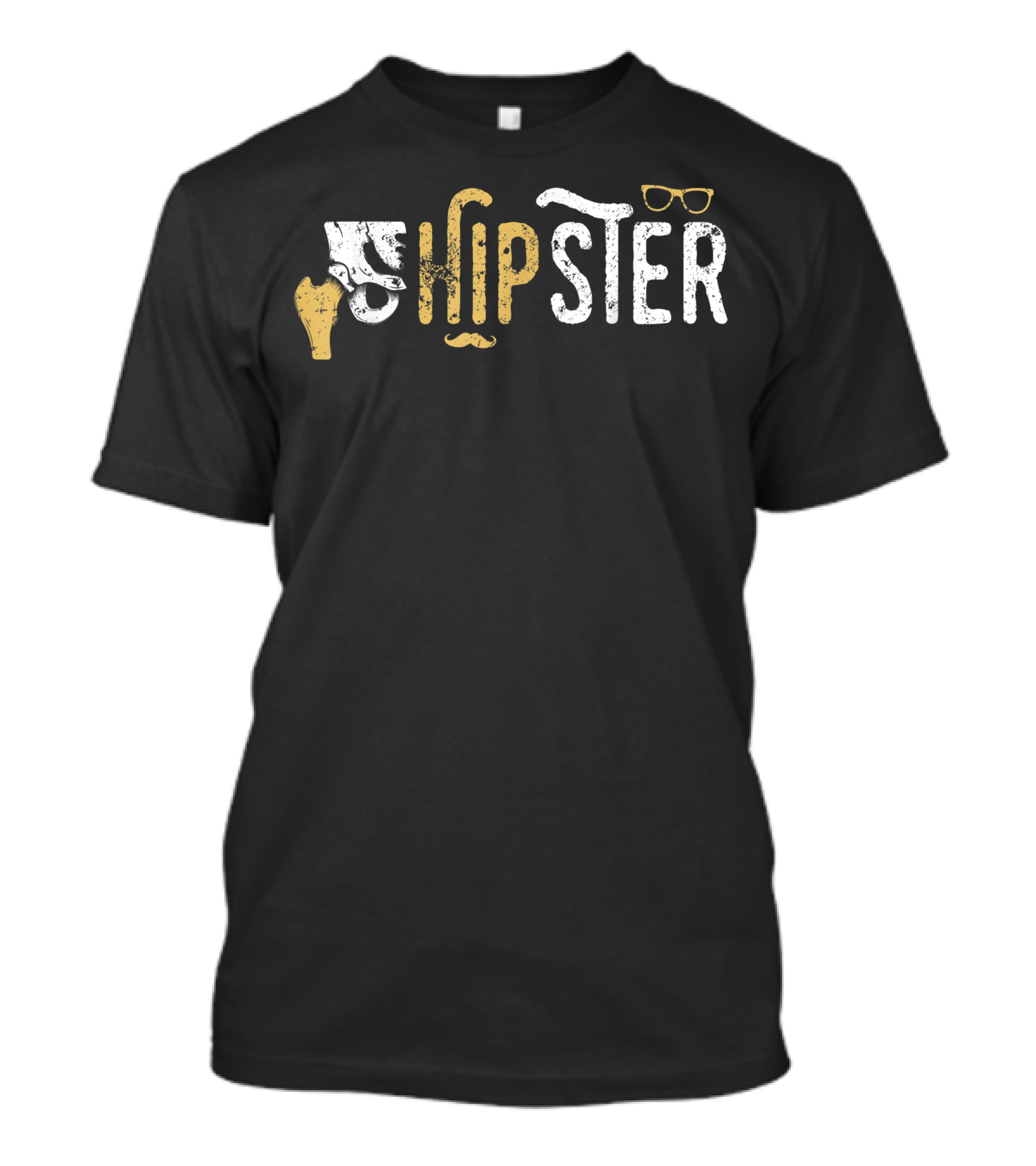 Hipster Hip Replacement Get Well New Hip Surgery Glasses Mustache T-Shirt
