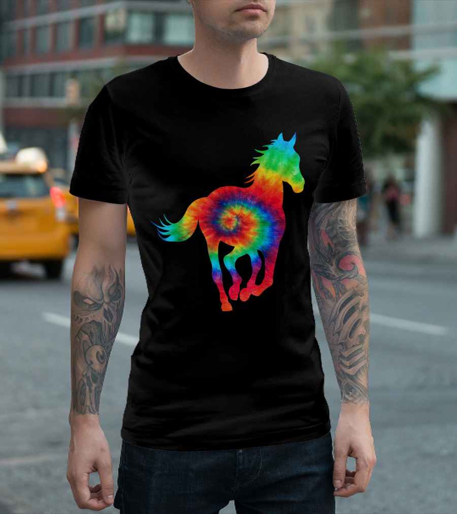Horse Ocean Rainbow Tie Dye Hippie Hippy Costume T-Shirt