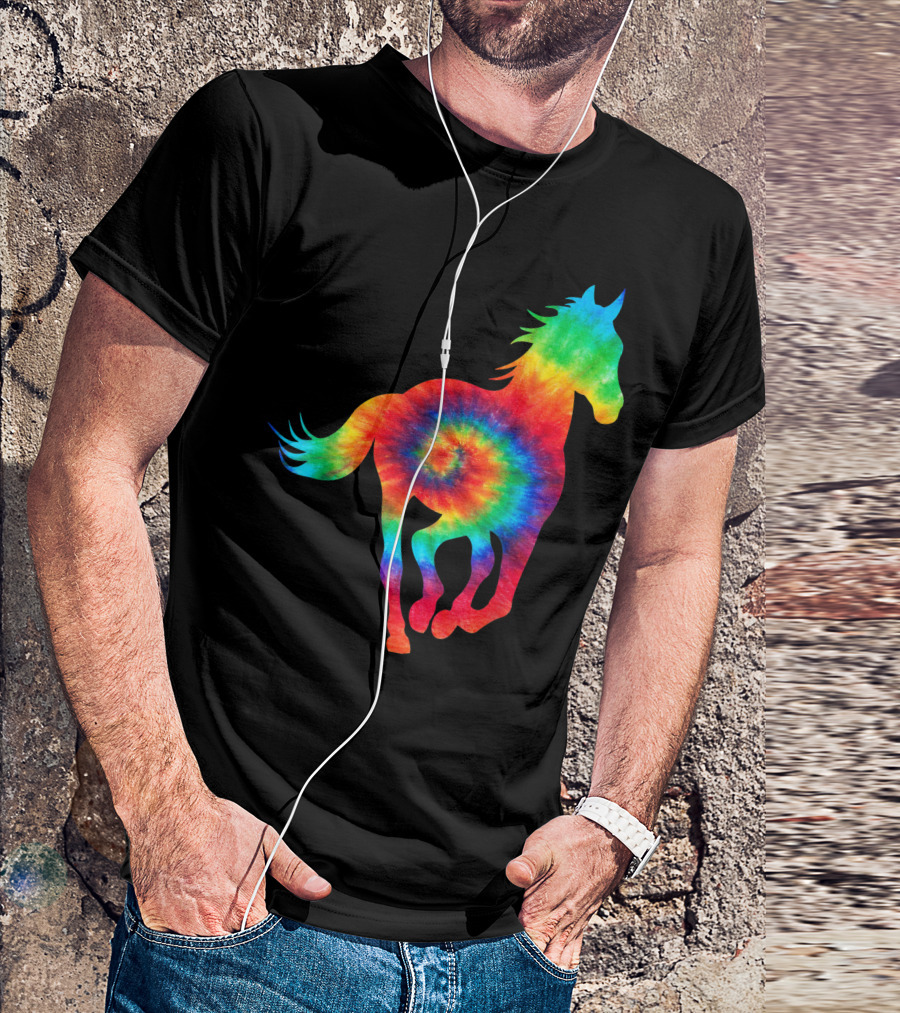 Horse Ocean Rainbow Tie Dye Hippie Hippy Costume T-Shirt