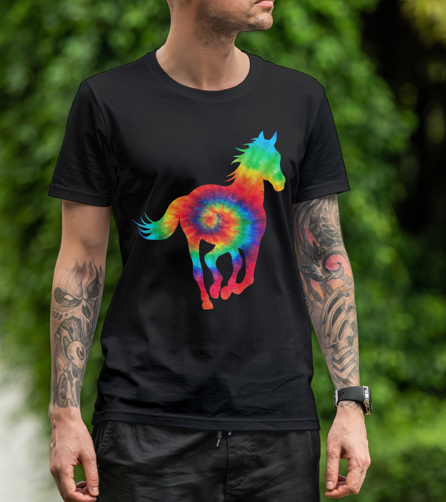 Horse Ocean Rainbow Tie Dye Hippie Hippy Costume T-Shirt