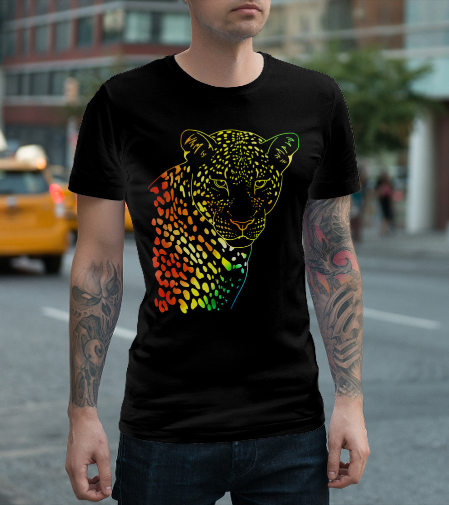 Jaguar Rainbow Tie Dye Hippie Animal T-Shirt