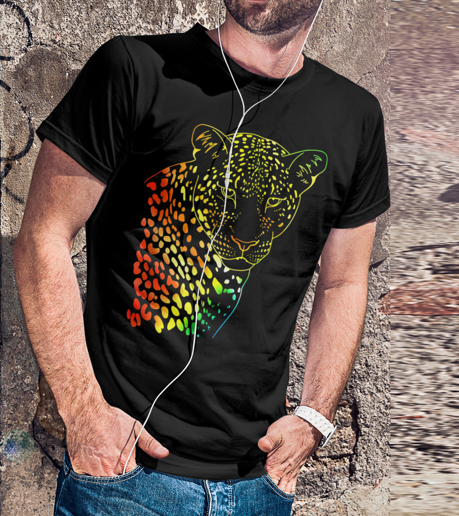 Jaguar Rainbow Tie Dye Hippie Animal T-Shirt