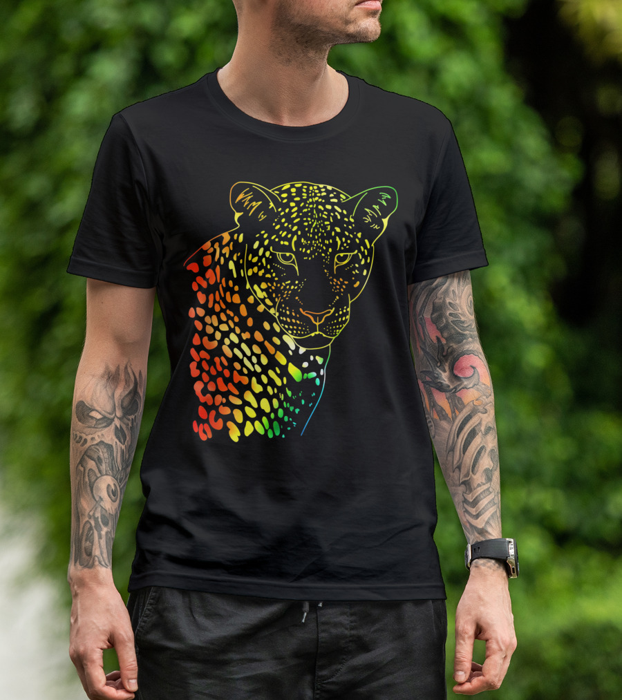 Jaguar Rainbow Tie Dye Hippie Animal T-Shirt