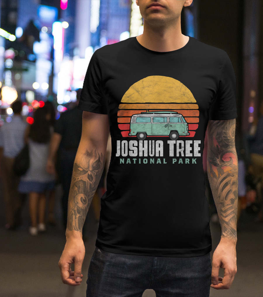 Joshua Tree National Park Hippie Van Sunset Retro California T-Shirt