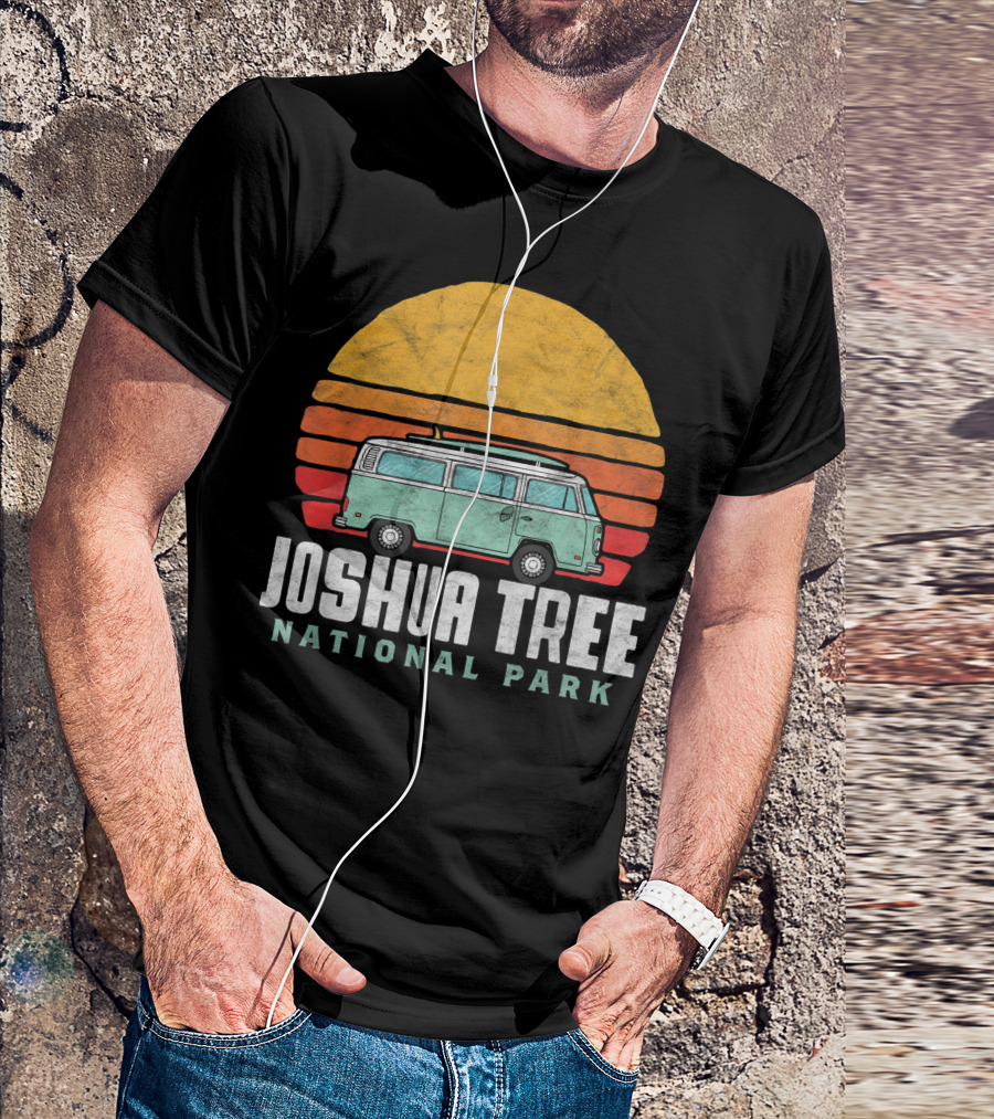 Joshua Tree National Park Hippie Van Sunset Retro California T-Shirt