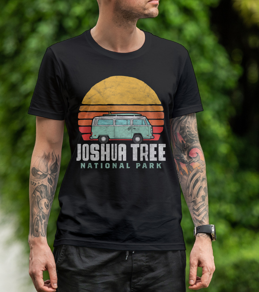Joshua Tree National Park Hippie Van Sunset Retro California T-Shirt
