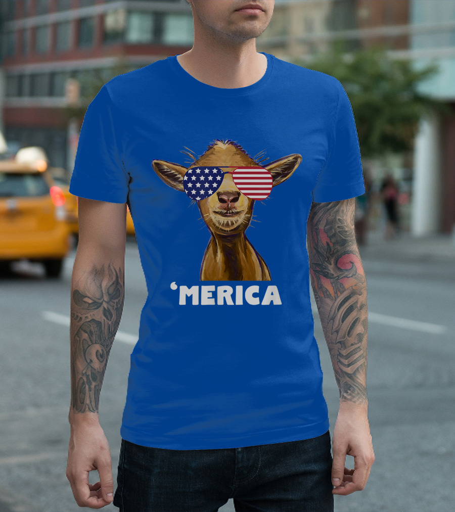 Patriotic Goat 'Merica Sunglasses T-Shirt