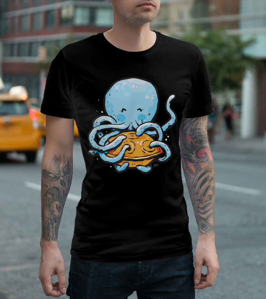 Kawaii Octopus Tako Playing Hang Drum Handpan Musical Fun T-Shirt