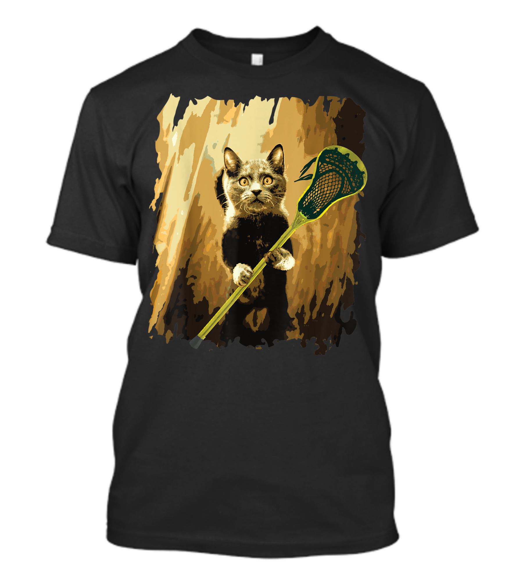Lacrosse Stick Holding Cute Cat T-Shirt