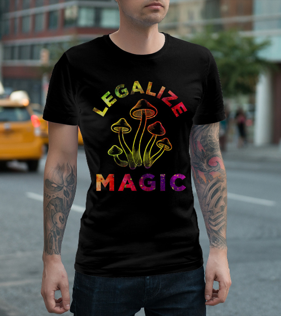 Legalize Magic Hippie Tie Dye Shrooms Trippy Mens Womens T-Shirt