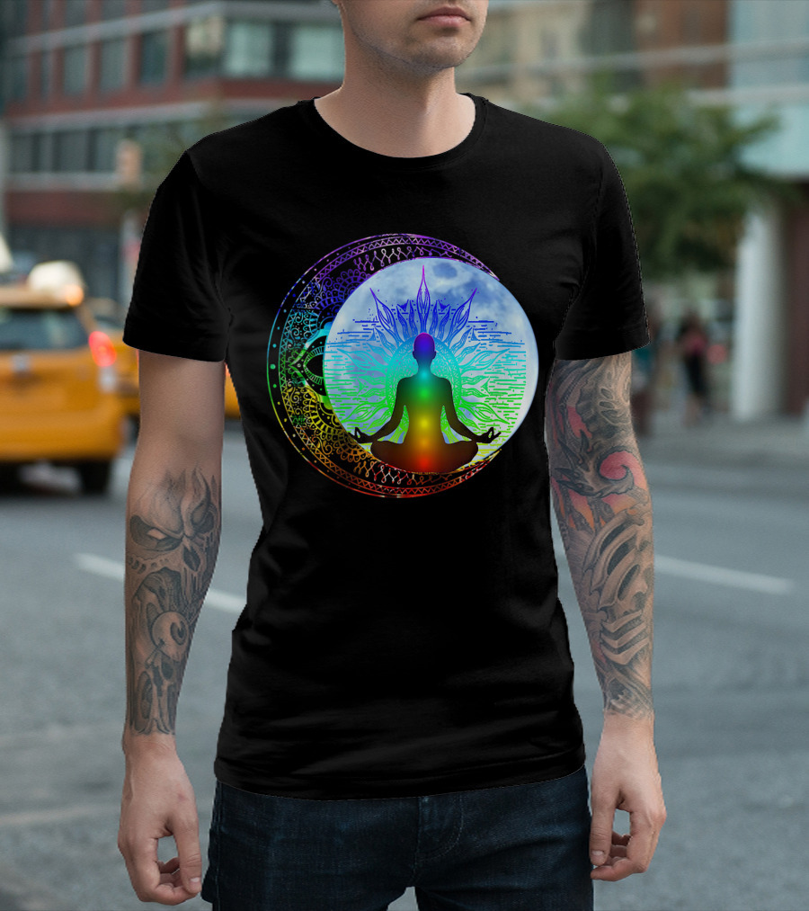 Mandala Full Moon Chakra Meditation Yoga T-Shirt