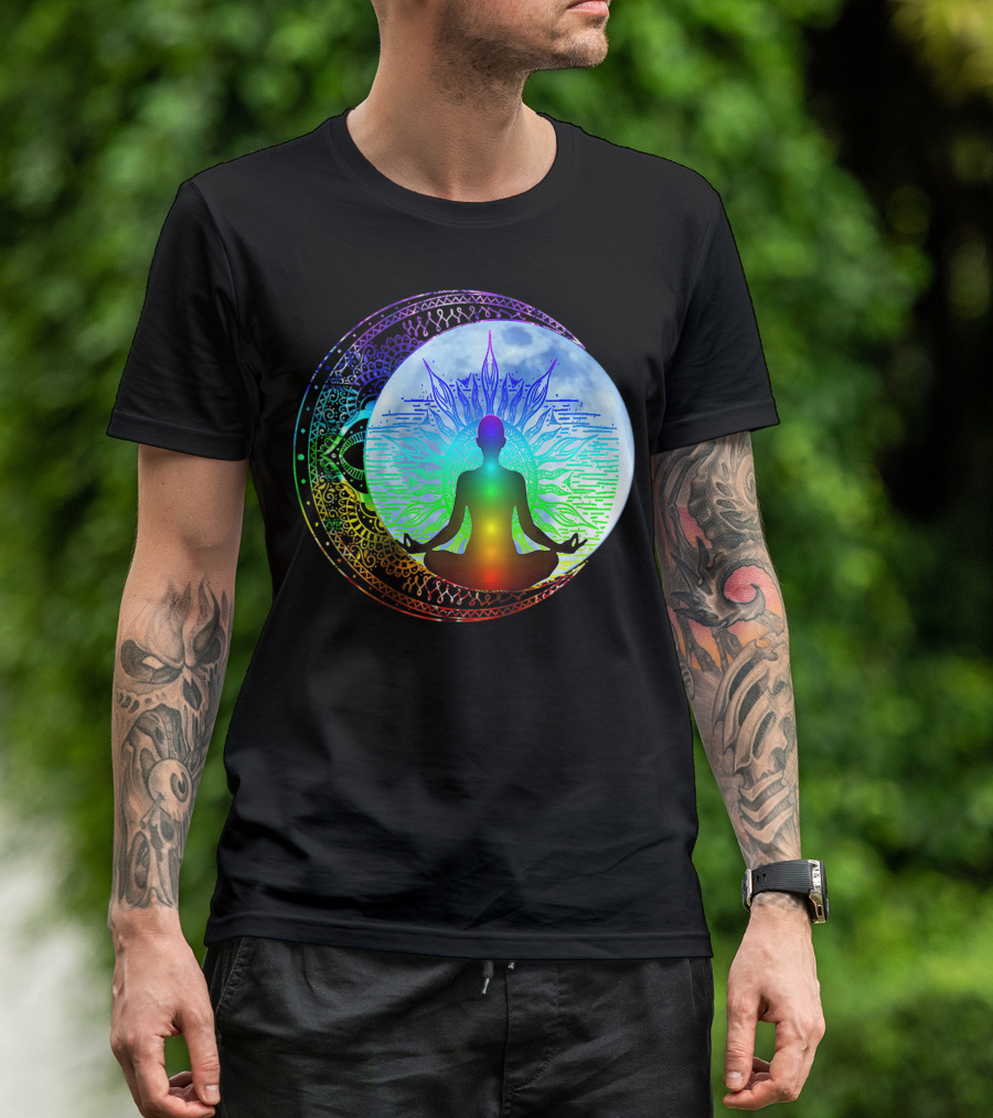Mandala Full Moon Chakra Meditation Yoga T-Shirt