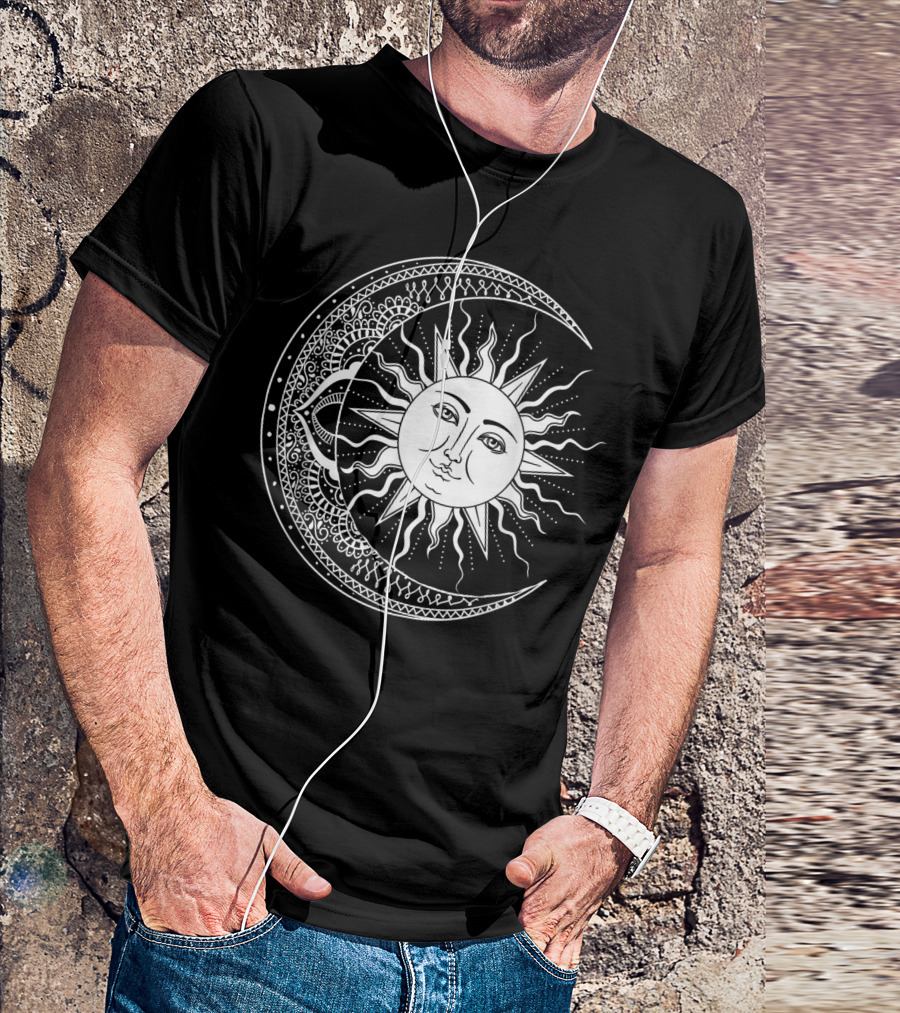 Mandala Sun And Tribal Moon T-Shirt