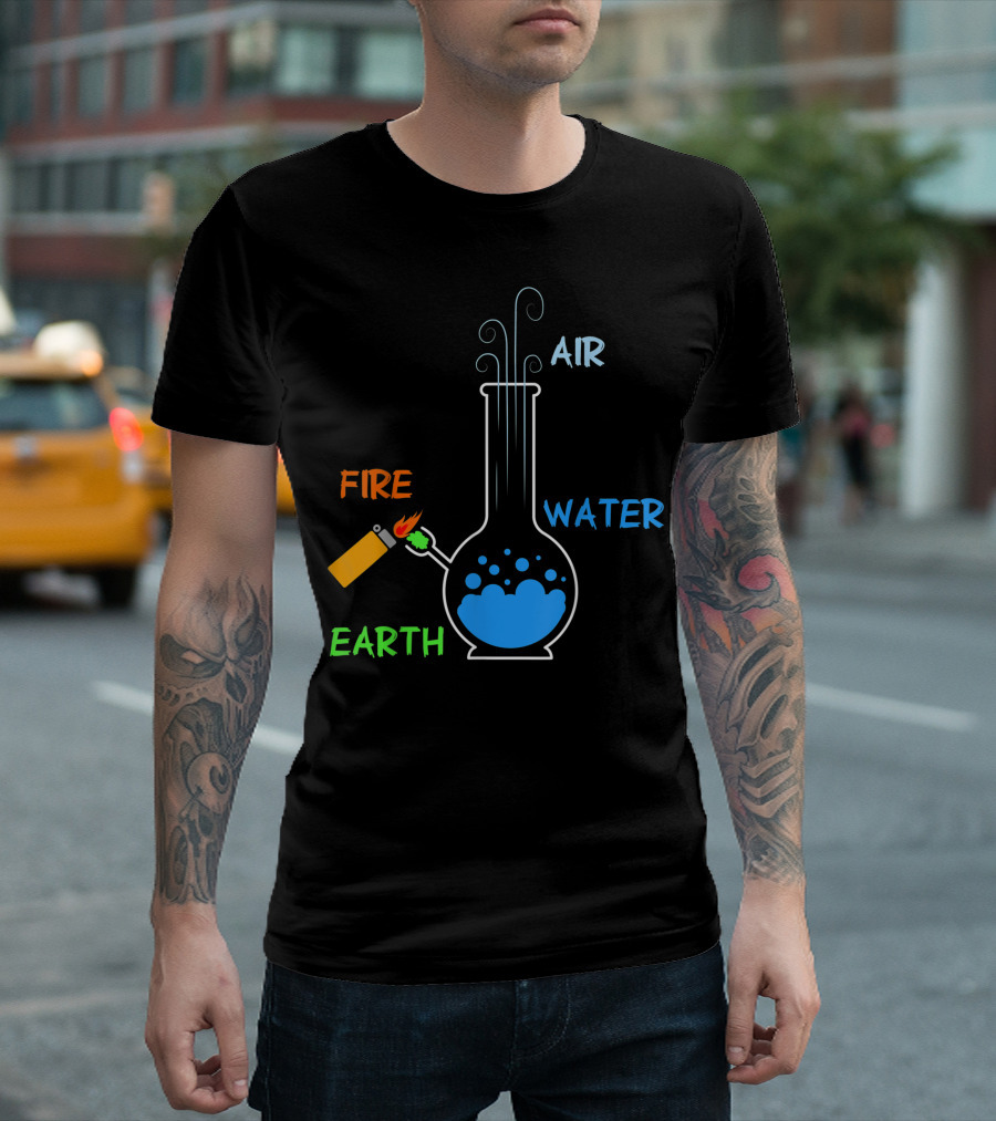 Fire Water Earth Air Marijuana Supporter 420 Smoker Pothead Hippie T-Shirt