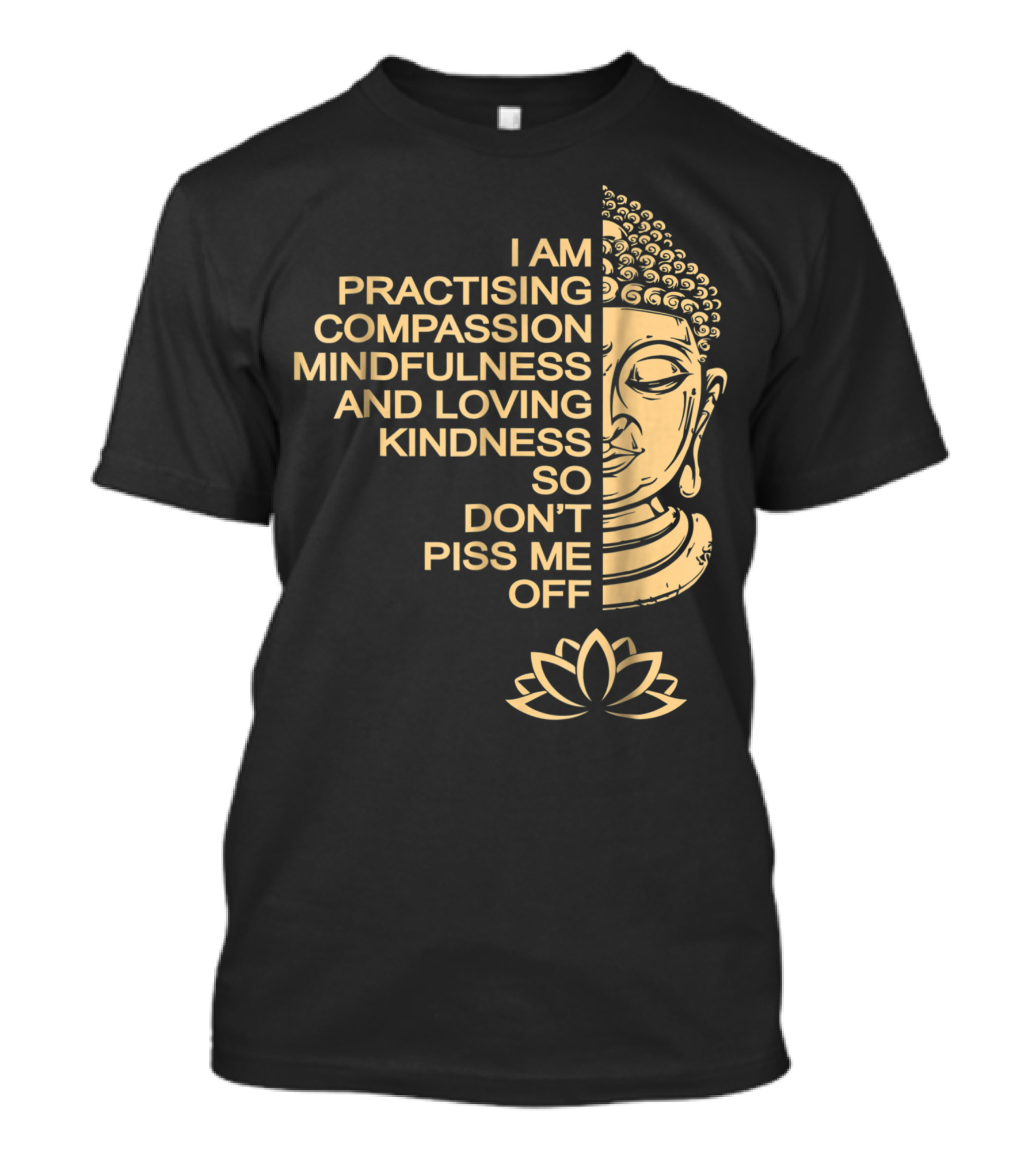 I Am Practising Compassion Mindfulness And Loving Kindness So Don't Piss Me Off Meditation Buddha T-Shirt