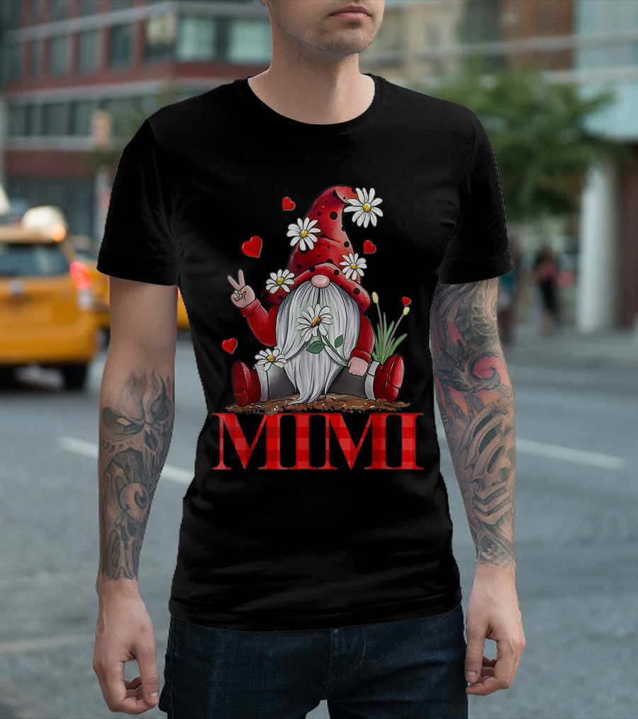 Mimi Valentine Gnome Hippie Peace Daisy Hearts T-Shirt