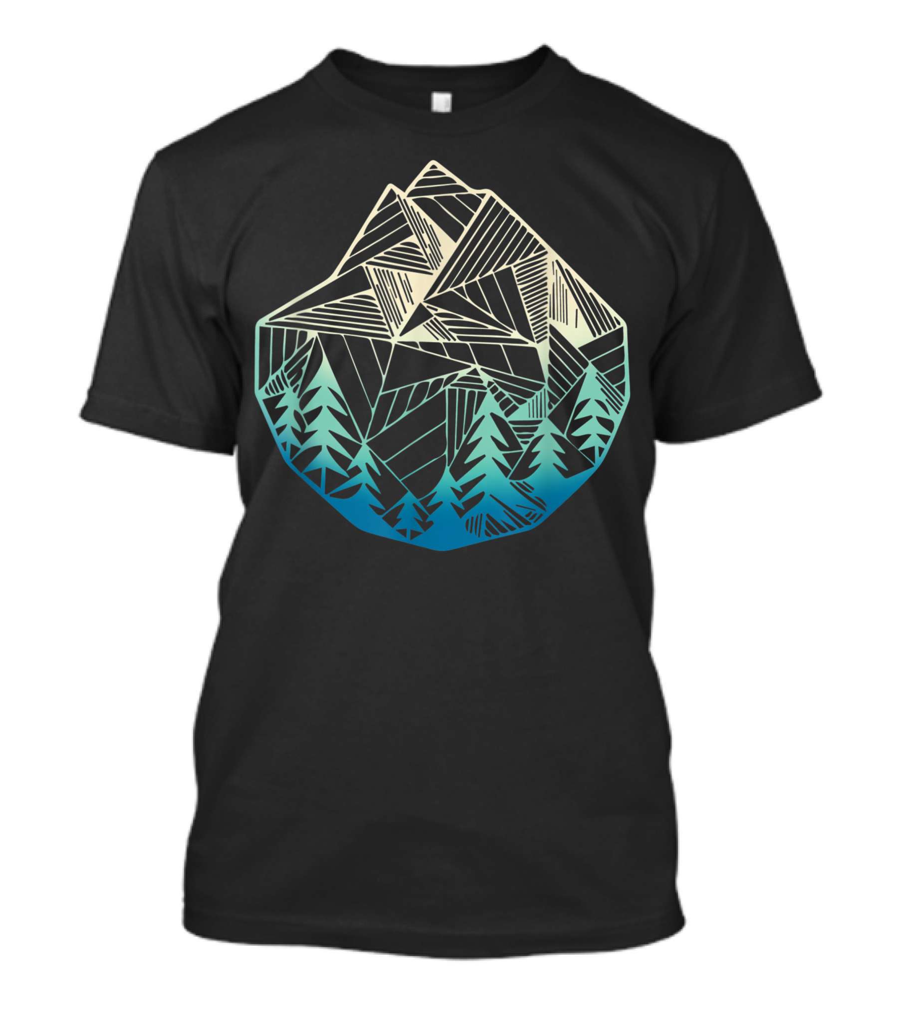 Minimal Mountains Geometry Forest Outdoor Hiking T-Shirt