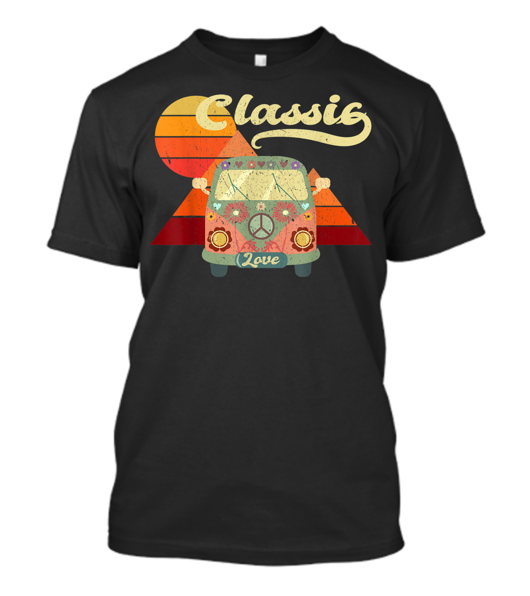 Classic Love Vintage Hippie Bus Retro Sunset T-Shirt
