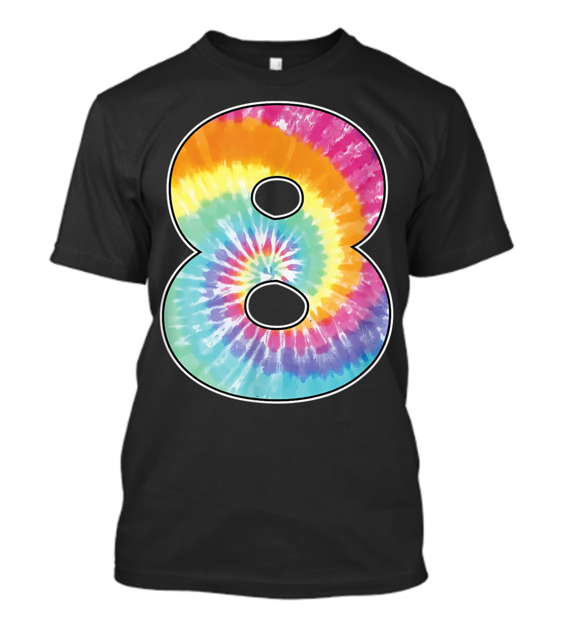 Number 8 Tie Dye Pattern For Team Even Age 8 Birthday T-Shirt