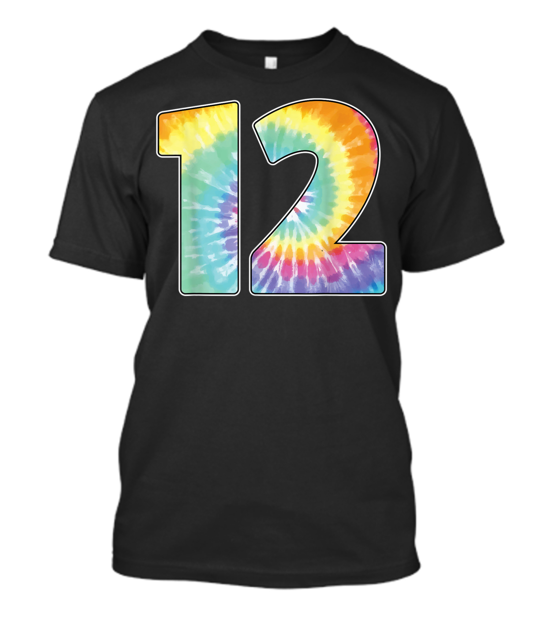Number 12 Tie Dye Birthday Or Team Spirit T-Shirt