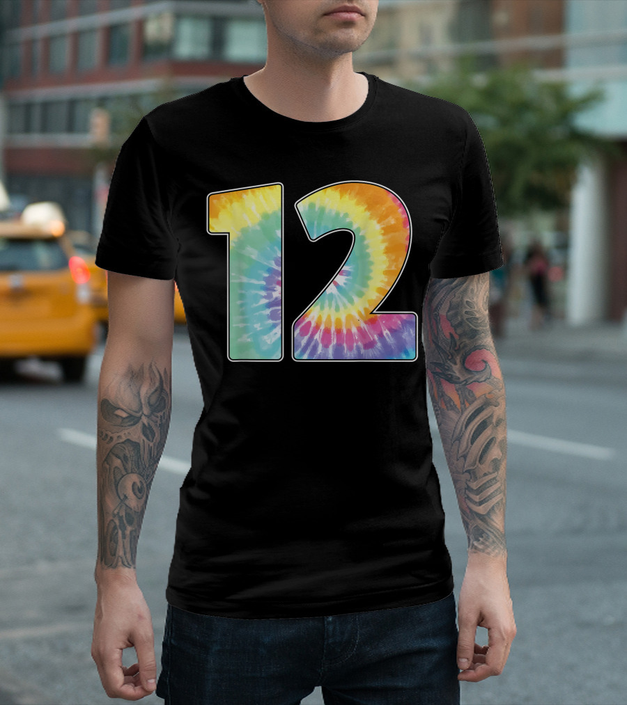 Number 12 Tie Dye Birthday Or Team Spirit T-Shirt
