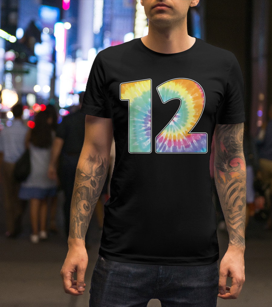 Number 12 Tie Dye Birthday Or Team Spirit T-Shirt
