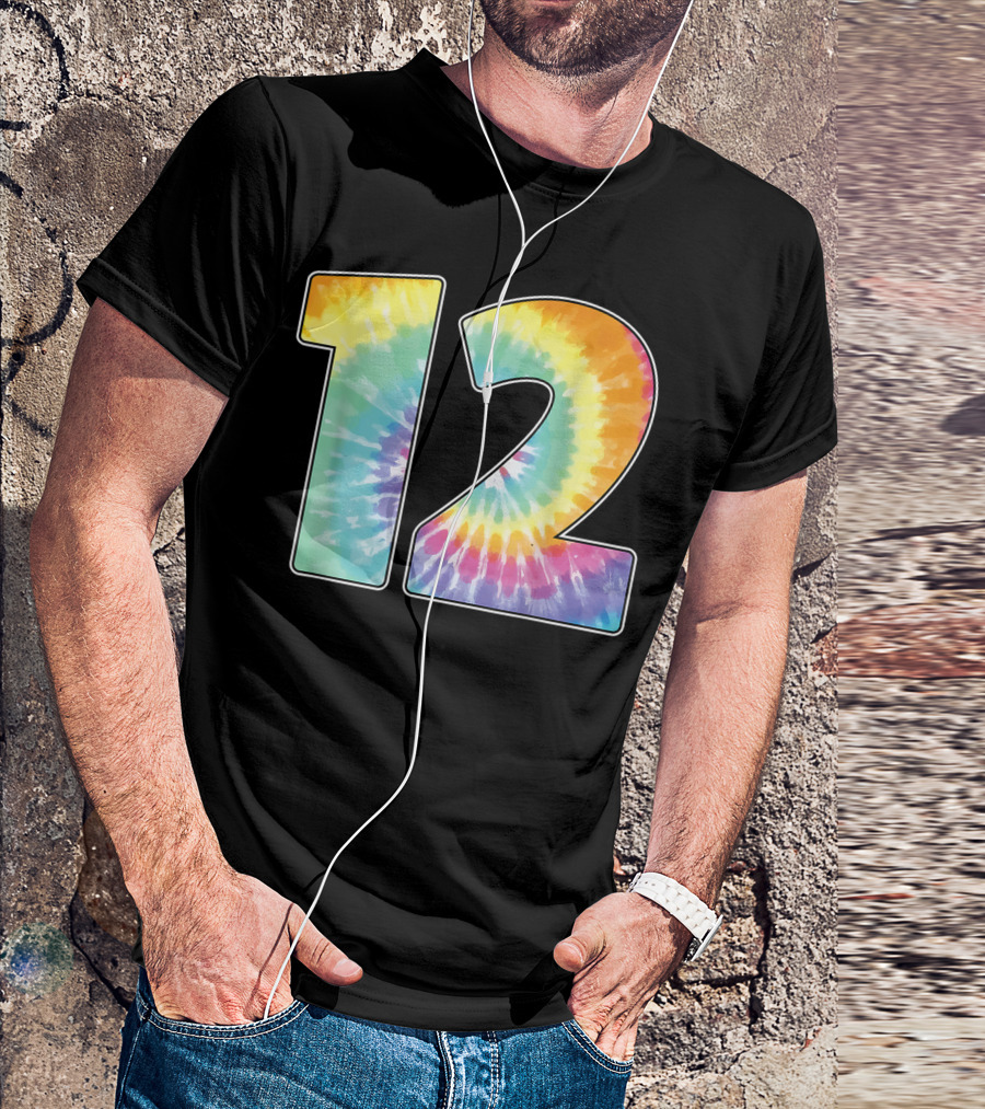 Number 12 Tie Dye Birthday Or Team Spirit T-Shirt