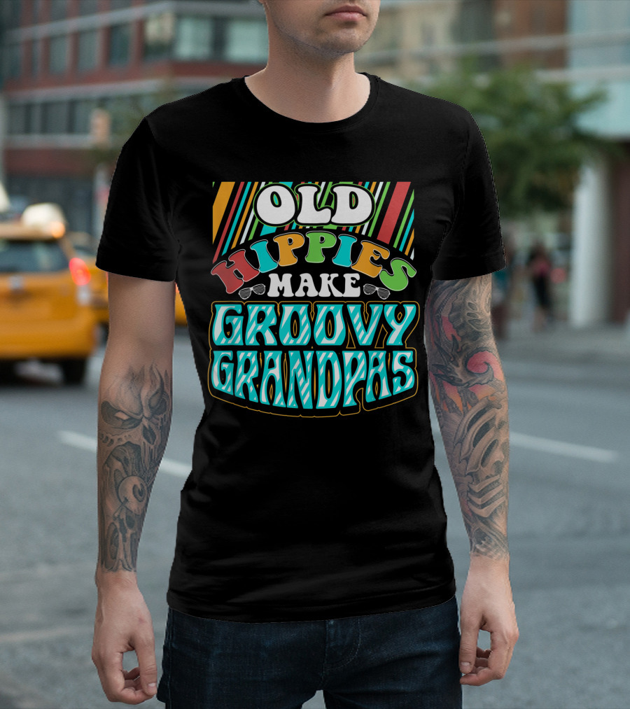 Old Hippies Make Groovy Grandpas Vintage Vibes T-Shirt
