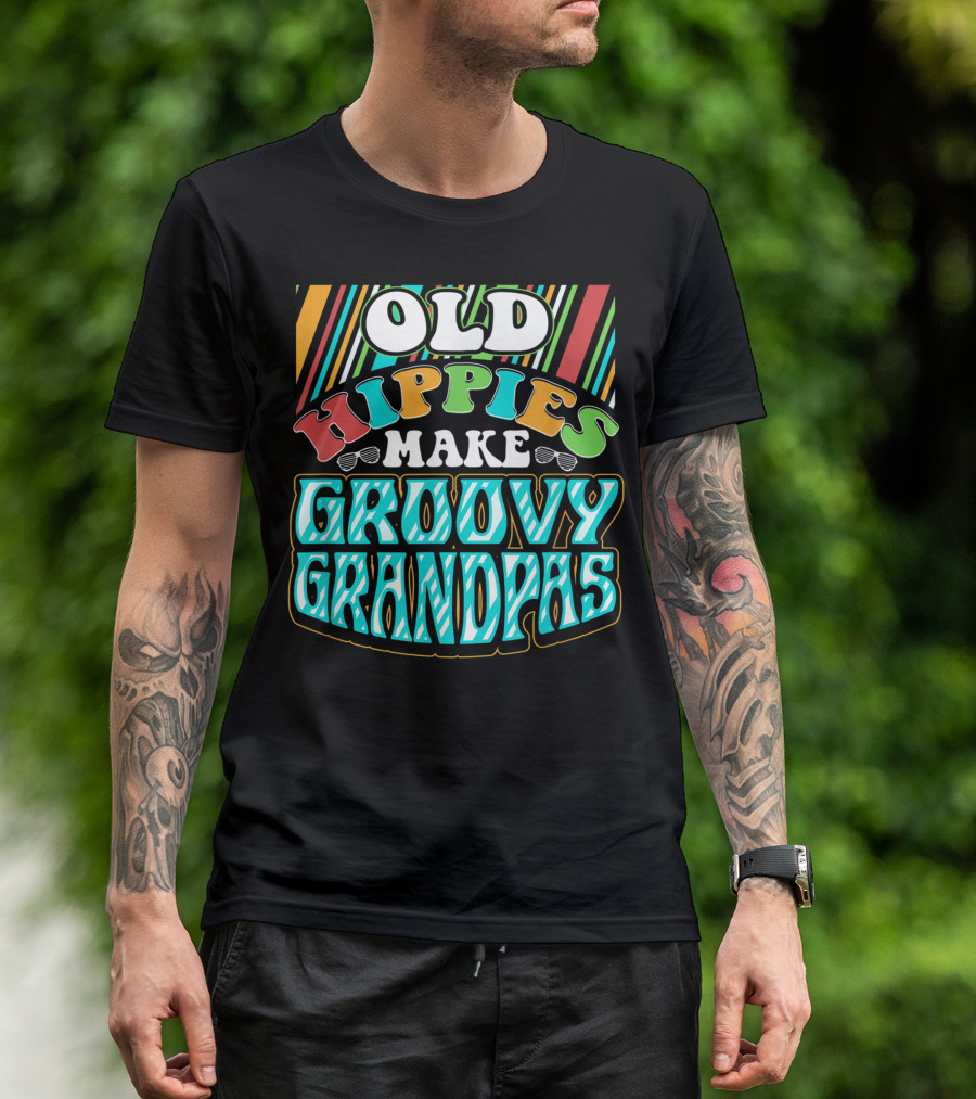Old Hippies Make Groovy Grandpas Vintage Vibes T-Shirt