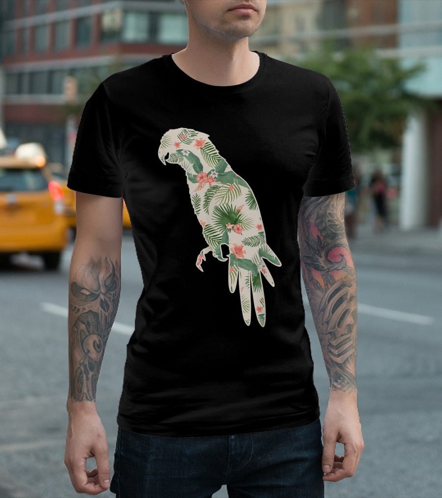 Parrot Flower Girl Tropical Print Floral Bird Hawaiian Women Gb T-Shirt