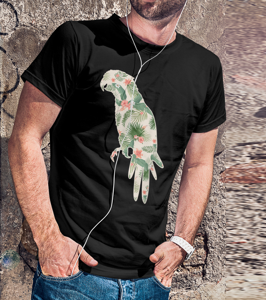 Parrot Flower Girl Tropical Print Floral Bird Hawaiian Women Gb T-Shirt