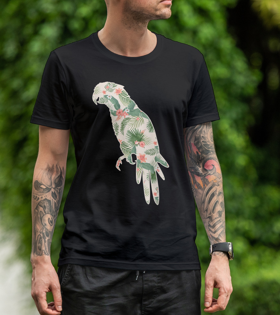 Parrot Flower Girl Tropical Print Floral Bird Hawaiian Women Gb T-Shirt