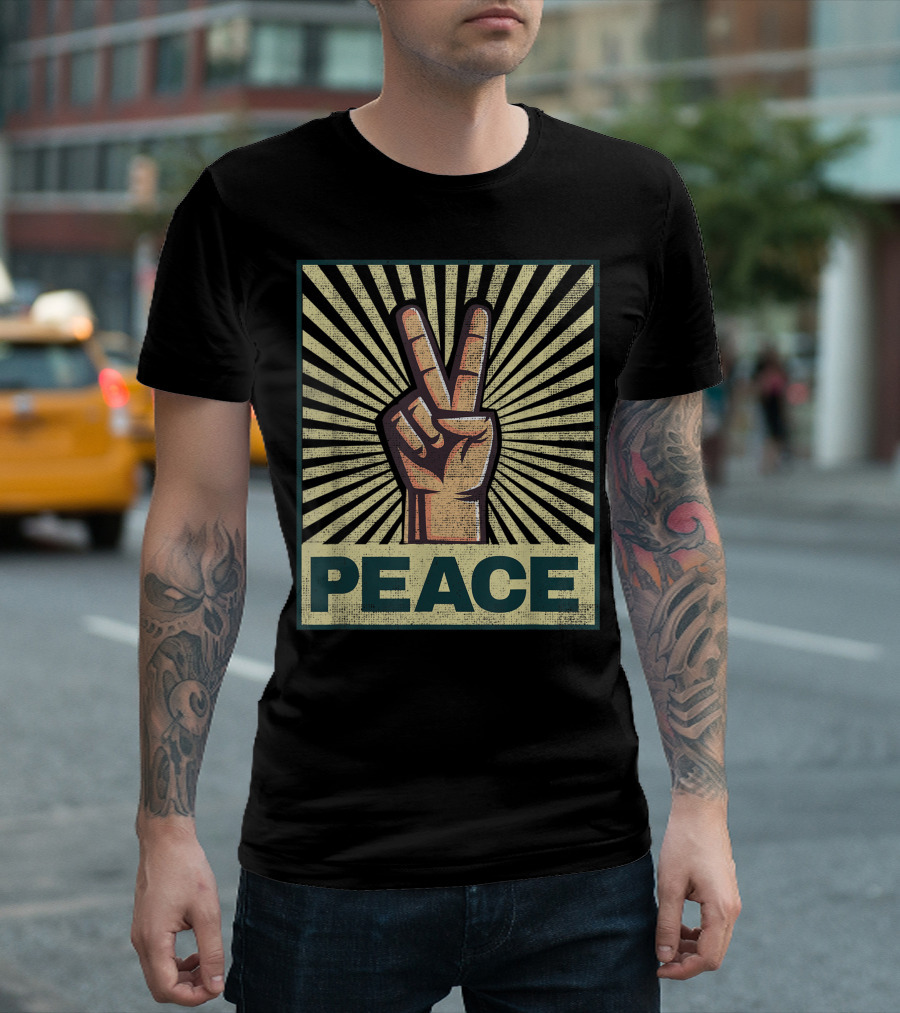 Peace Hand Sign Iconic Radiant T-Shirt