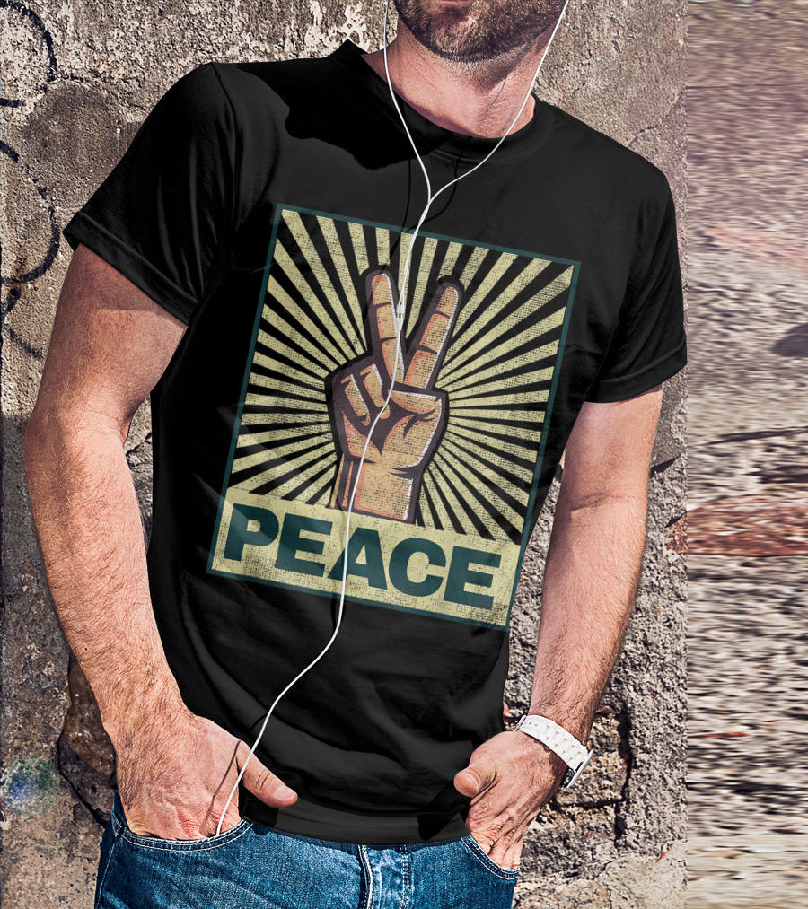 Peace Hand Sign Iconic Radiant T-Shirt