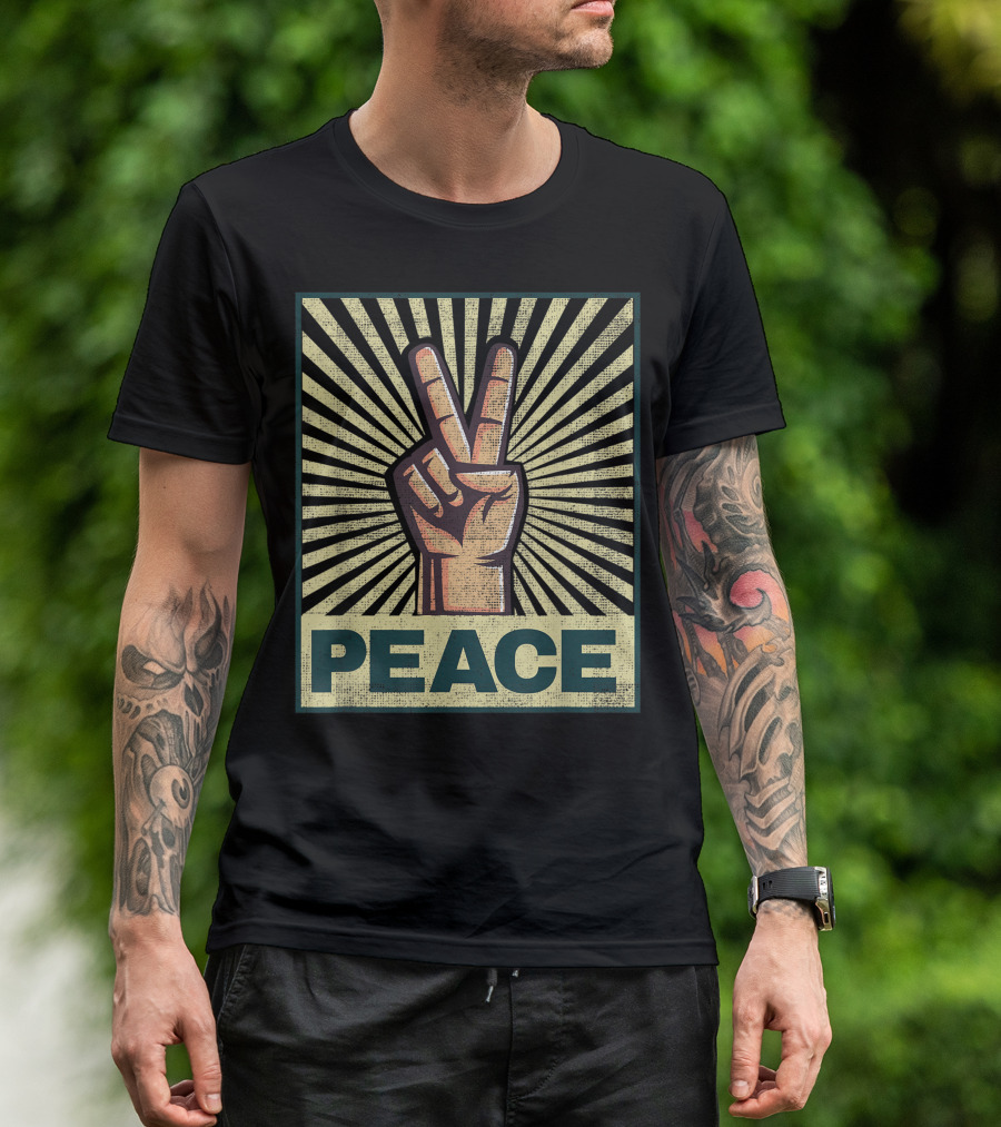 Peace Hand Sign Iconic Radiant T-Shirt
