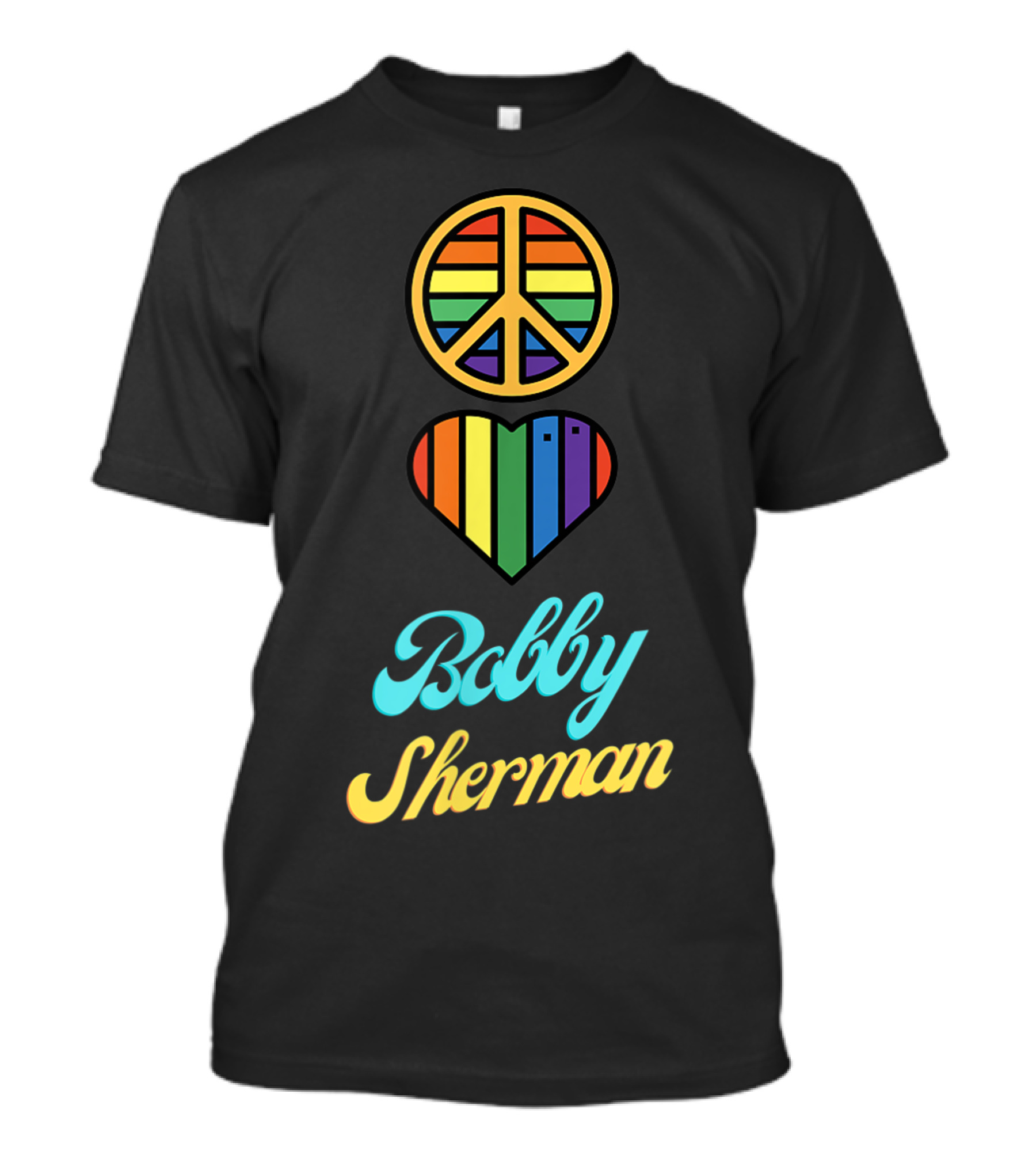 Peace Love Bobby Sherman 60S 70S Groovy Rainbows T-Shirt