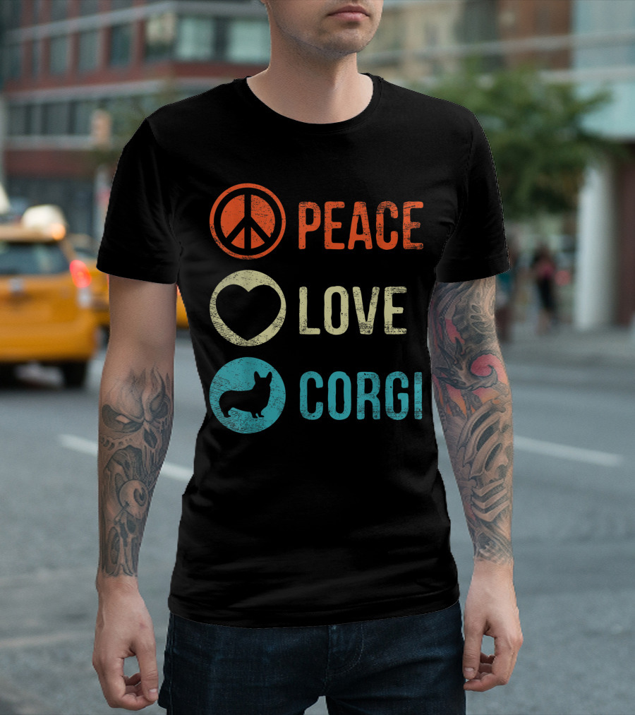 Peace Love Corgi Dog Lover Pet Owner Puppy T-Shirt