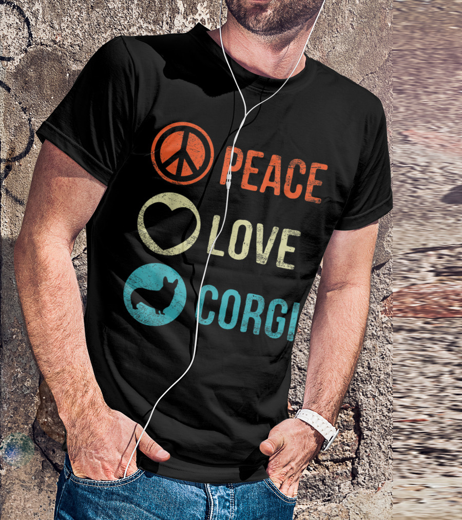 Peace Love Corgi Dog Lover Pet Owner Puppy T-Shirt