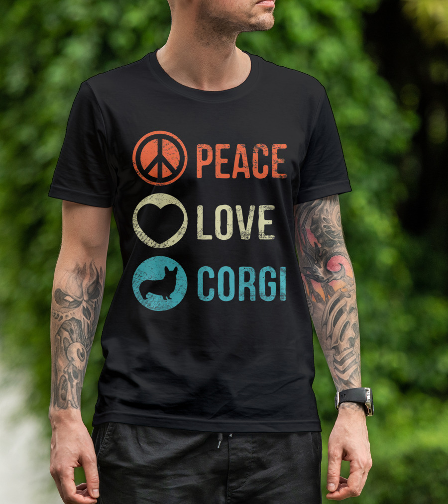 Peace Love Corgi Dog Lover Pet Owner Puppy T-Shirt