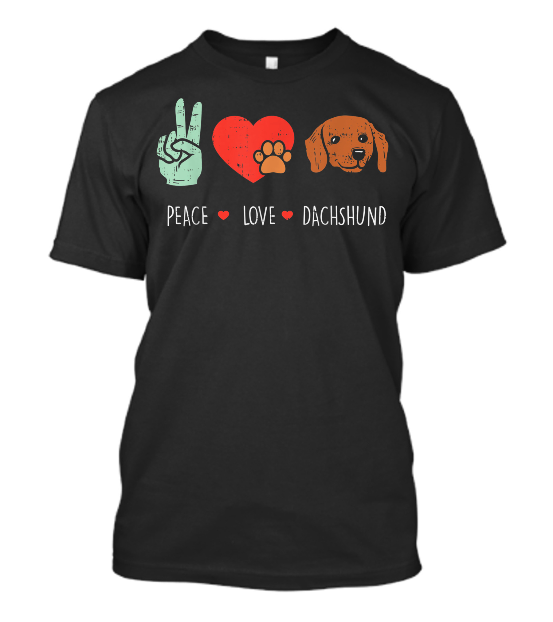 Peace Love Dachshund Wiener Dog Animal Pet Hippie Hippy T-Shirt