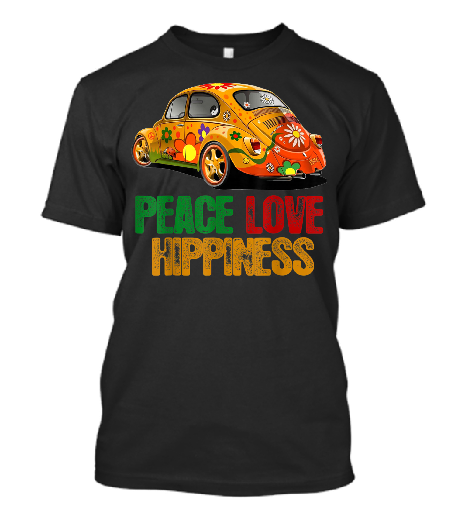 Peace Love Hippiness Floral Peace Van Hippie Car T-Shirt