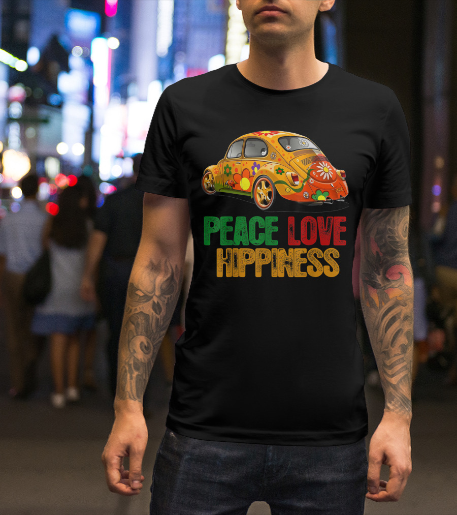 Peace Love Hippiness Floral Peace Van Hippie Car T-Shirt